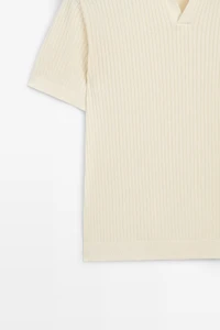 100% cotton ribbed knit polo sweater