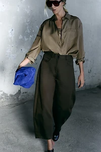 ZW COLLECTION HERRINGBONE WIDE-LEG PANTS