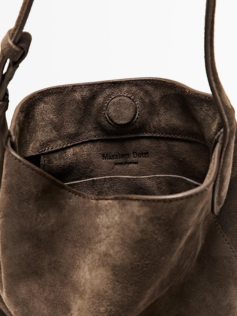 Mini sac seau croûte de cuir