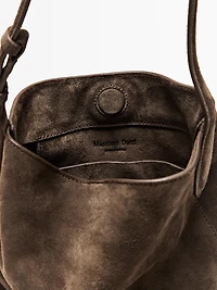 Mini sac seau croûte de cuir