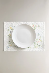 JACQUARD AND FLORAL PRINT PLACEMAT
