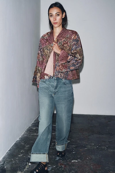 FLORAL PRINT VELVET KIMONO