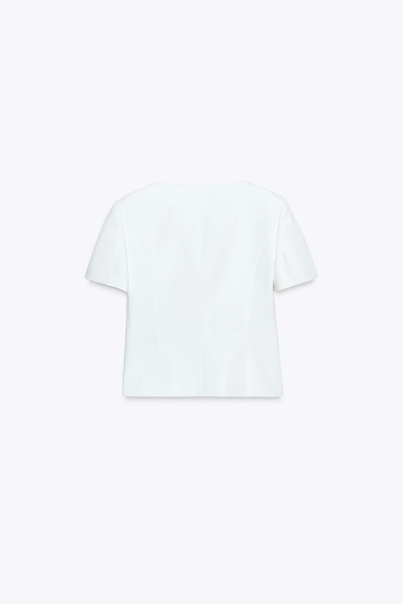 SQUARE NECK SHORT SLEEVE BLAZER
