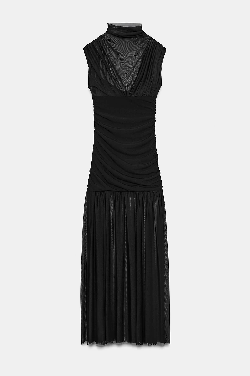COMBINED DRAPED MIDI DRESS