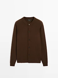 100% wool knit crew neck cardigan