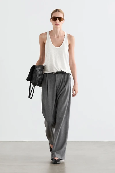 Pinstripe wide-leg trousers