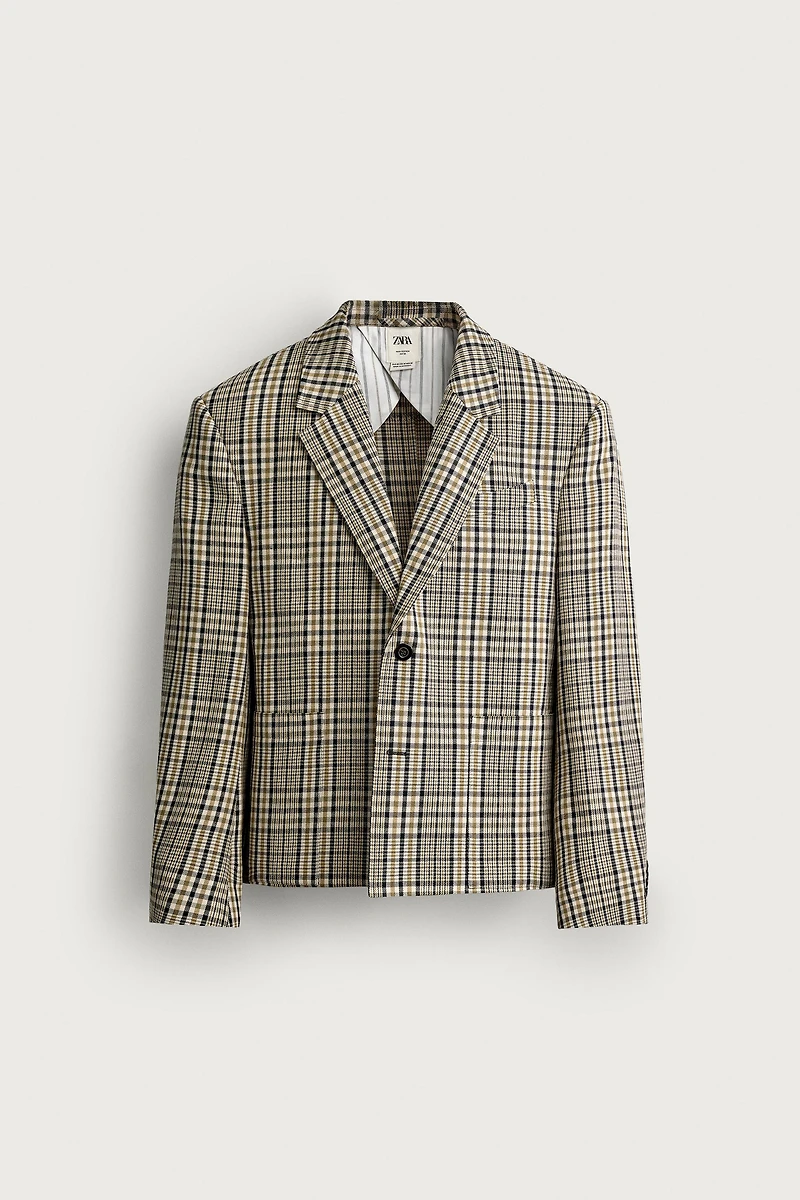 PLAID BOXY FIT BLAZER