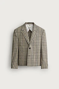 PLAID BOXY FIT BLAZER