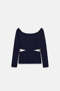 BEADED CUT OUT KNIT TOP
