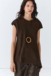 100% linen asymmetric top