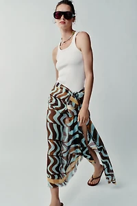 WAVE PRINT MODAL SILK SCARF