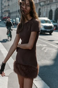 ROBE EN MAILLE BIMATIÈRE EFFET FOURRURE