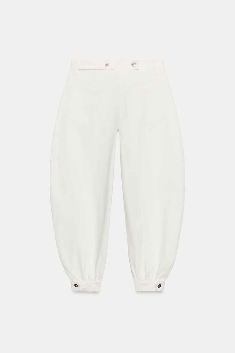 TRF MID-RISE BALLOON JEANS WITH BUTTON TABS