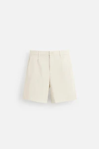 REGULAR FIT PLEATED BERMUDA SHORTS