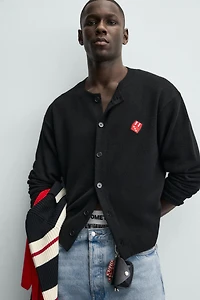 DICE HEARTS PATCH CARDIGAN