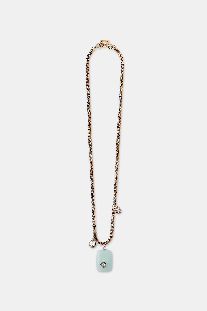 METALLIC STONE AND RHINESTONE NECKLACE