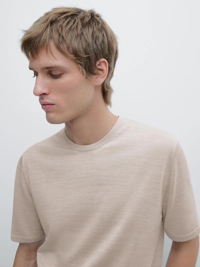 Short sleeve wool blend T-shirt