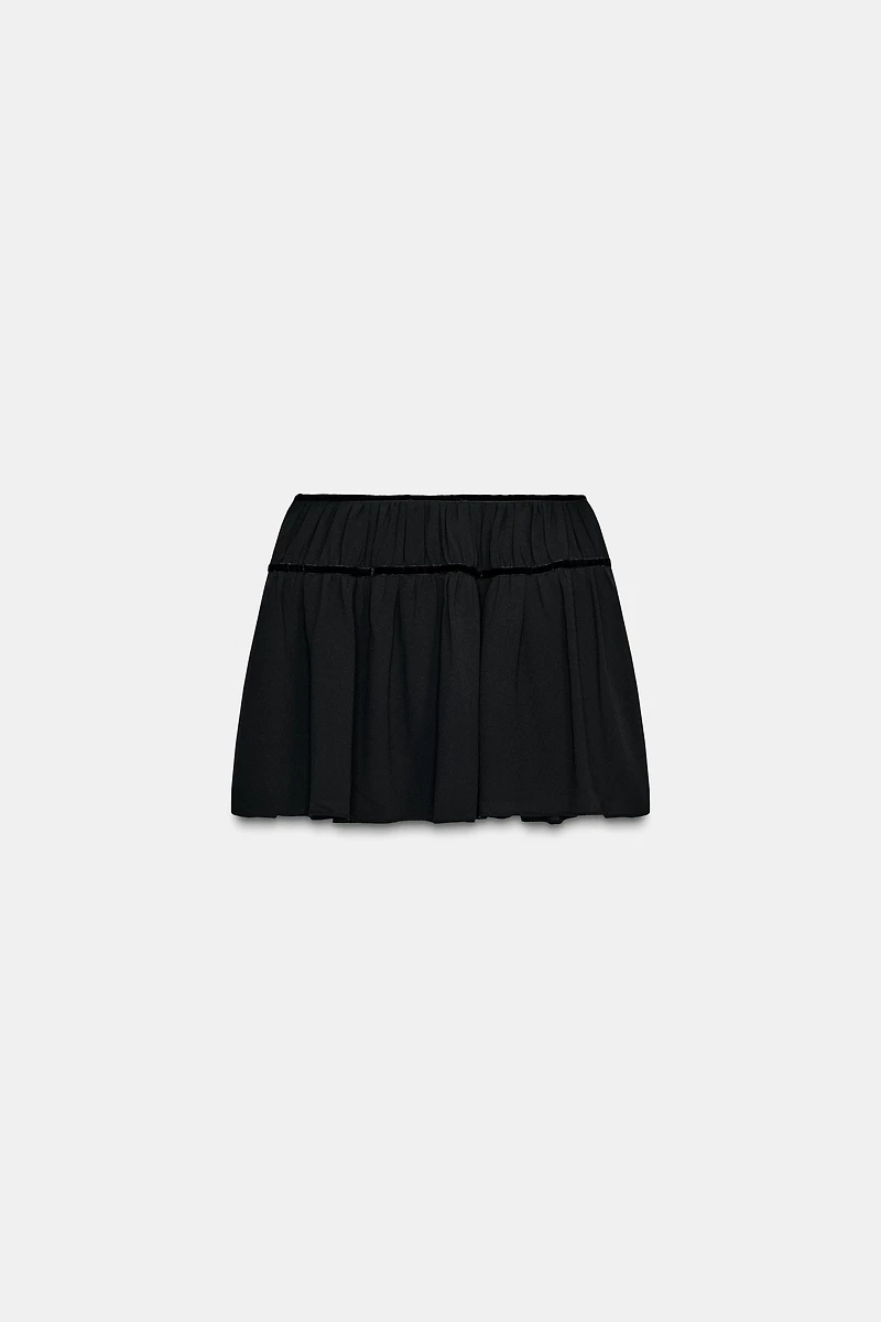 VELVET BOW GEORGETTE MINI SKIRT