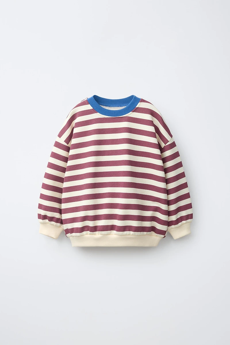 STRIPED PRINT SWEATSHIRT