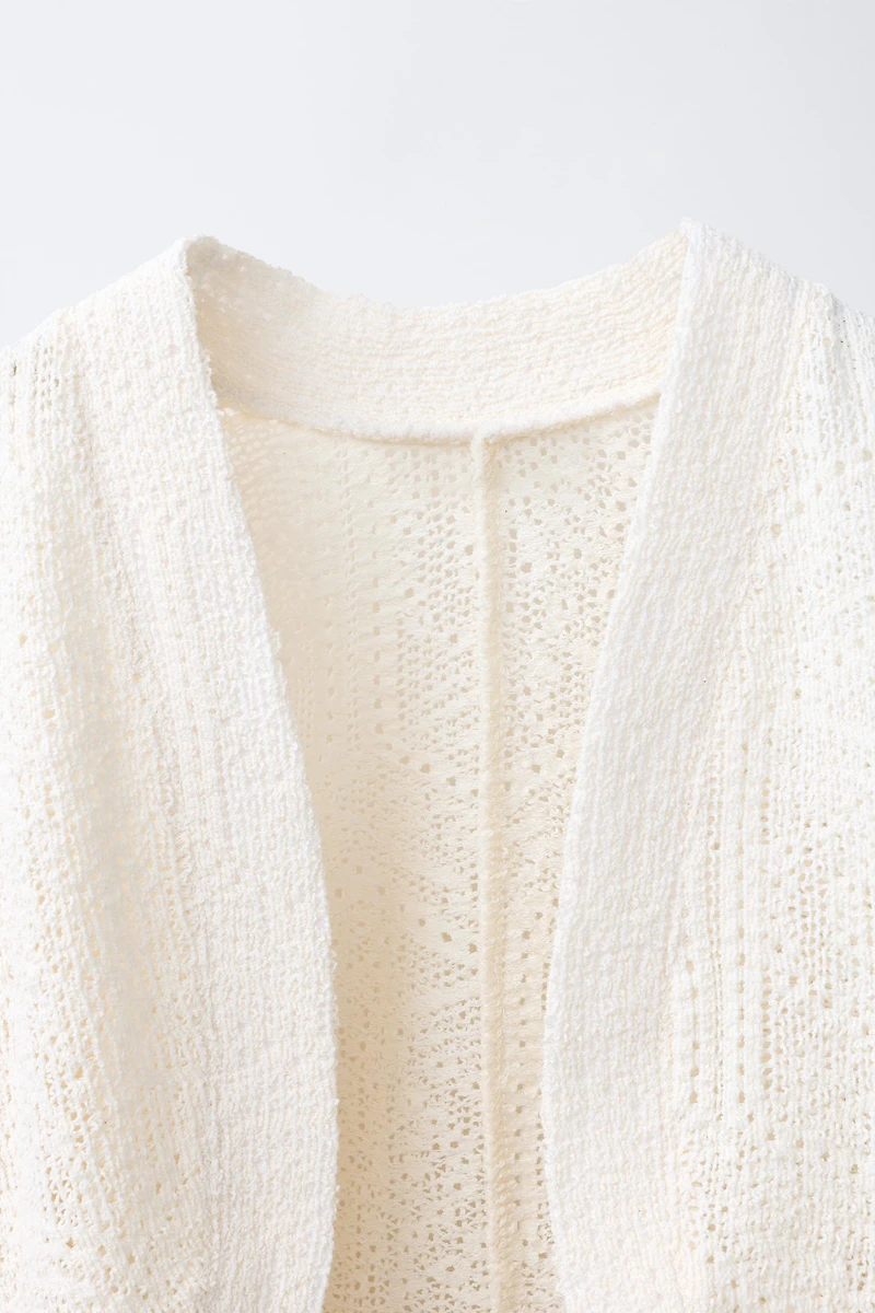 SHORT OPENWORK KNIT KAFTAN