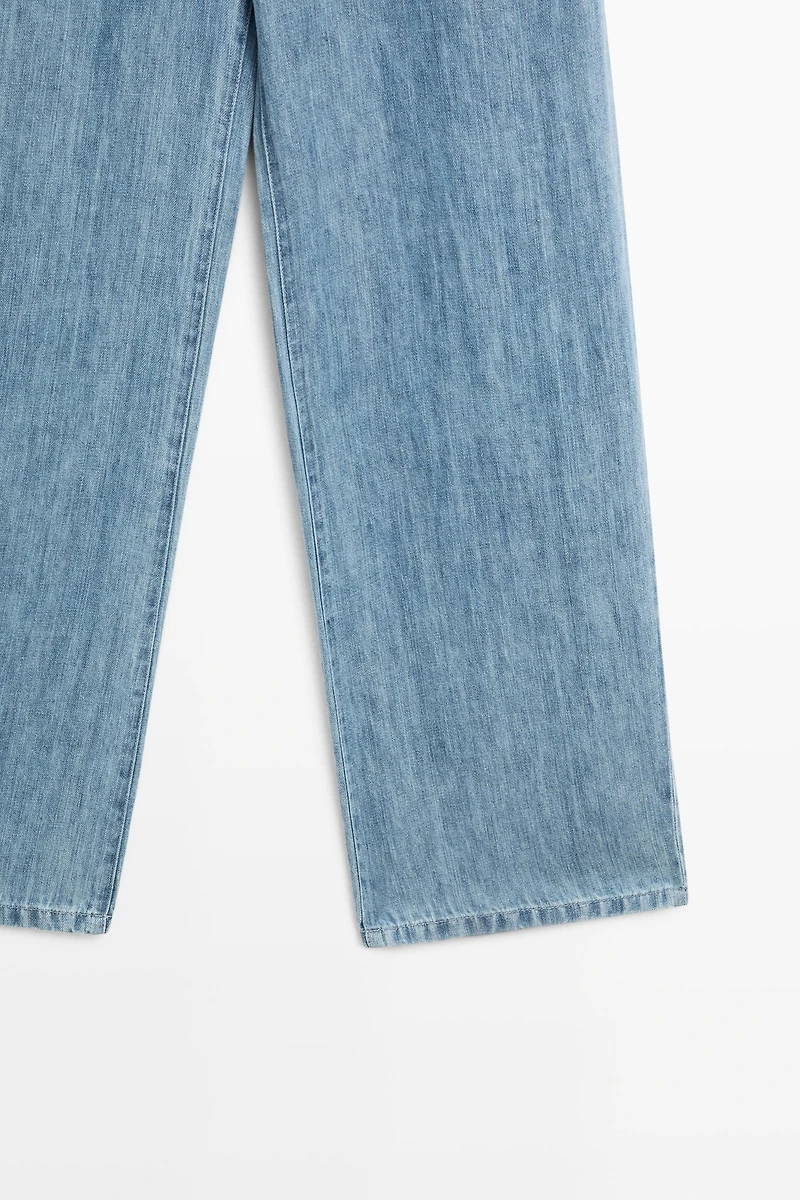100% linen high-waist barrel fit jeans