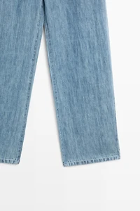 100% linen high-waist barrel fit jeans
