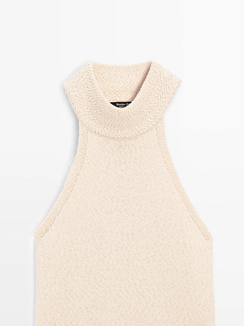Textured knit halterneck top