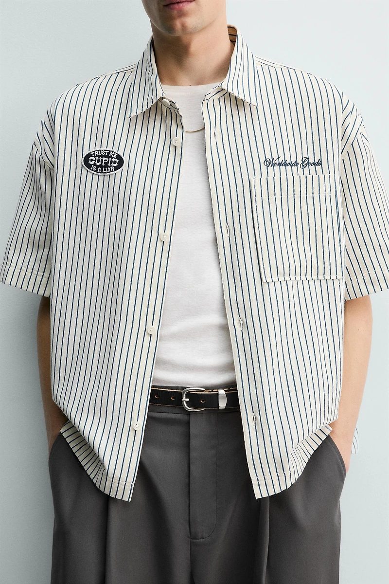 CONTRAST STRIPED PATCH OVERSHIRT