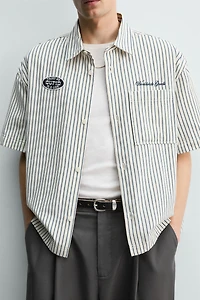 CONTRAST STRIPED PATCH OVERSHIRT