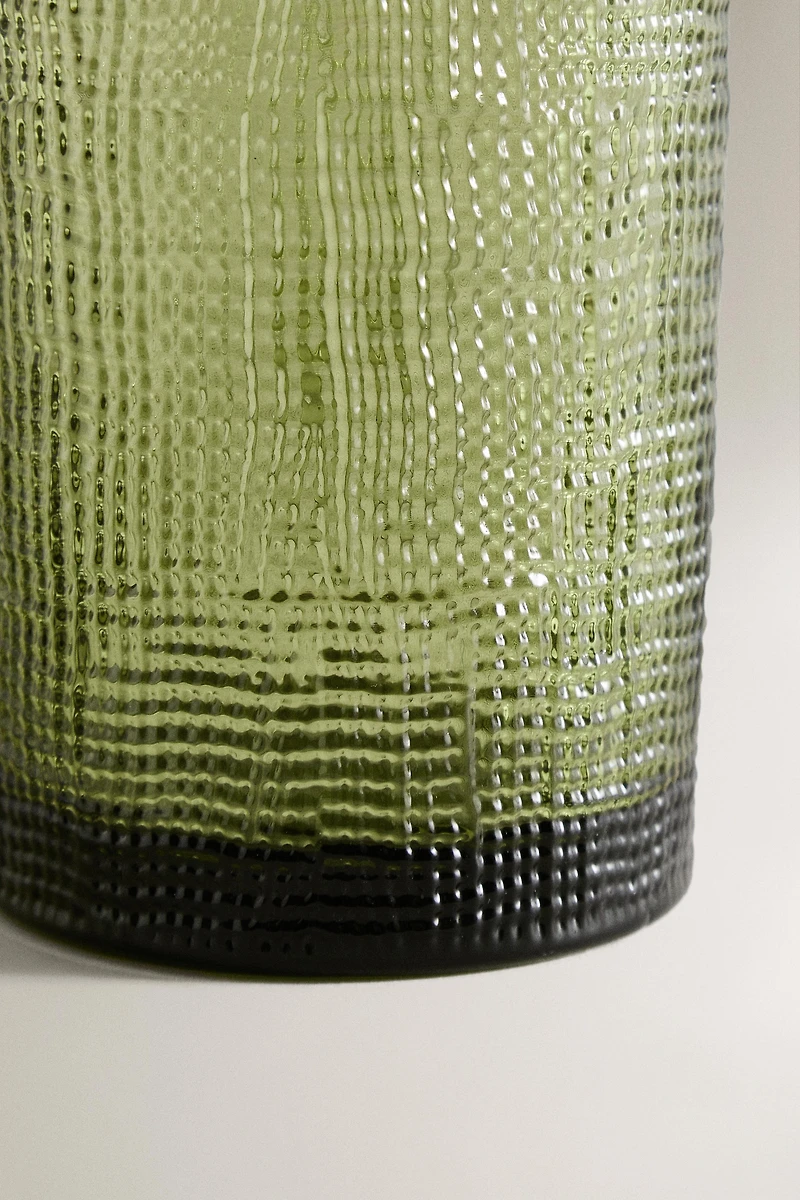 RAISED DESIGN GLASS PITCHER