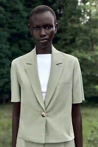 BLAZER MANCHES COURTES AVEC LIN