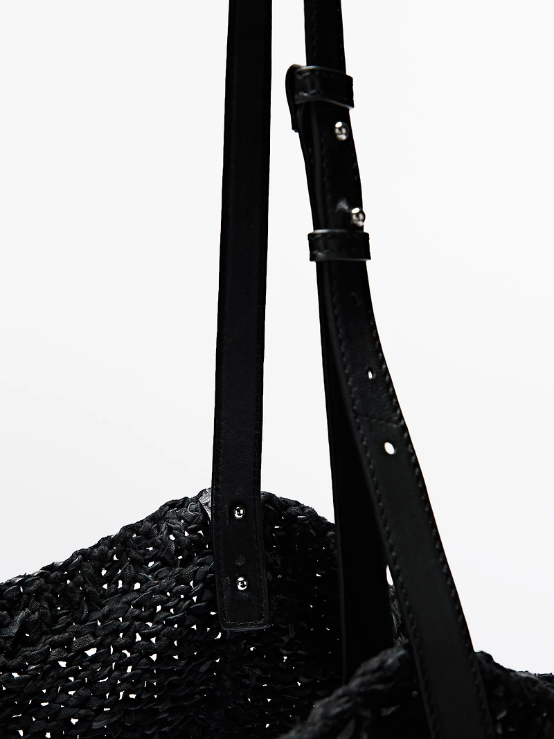 Large crochet knit leather bag - LIMITED