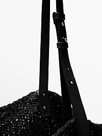 Large crochet knit leather bag - LIMITED