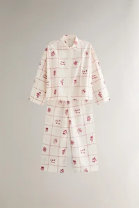 EMBROIDERED CHECK CHRISTMAS PANTS