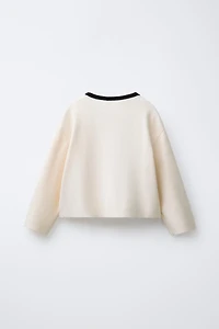 GINGHAM BOW KNIT CARDIGAN