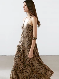 Robe longue ramie à imprimé animal