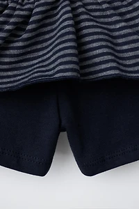 RUFFLED STRIPED SKORT