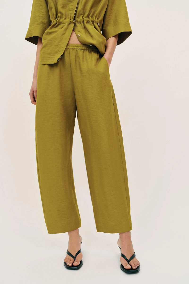 LINEN BARREL PANTS