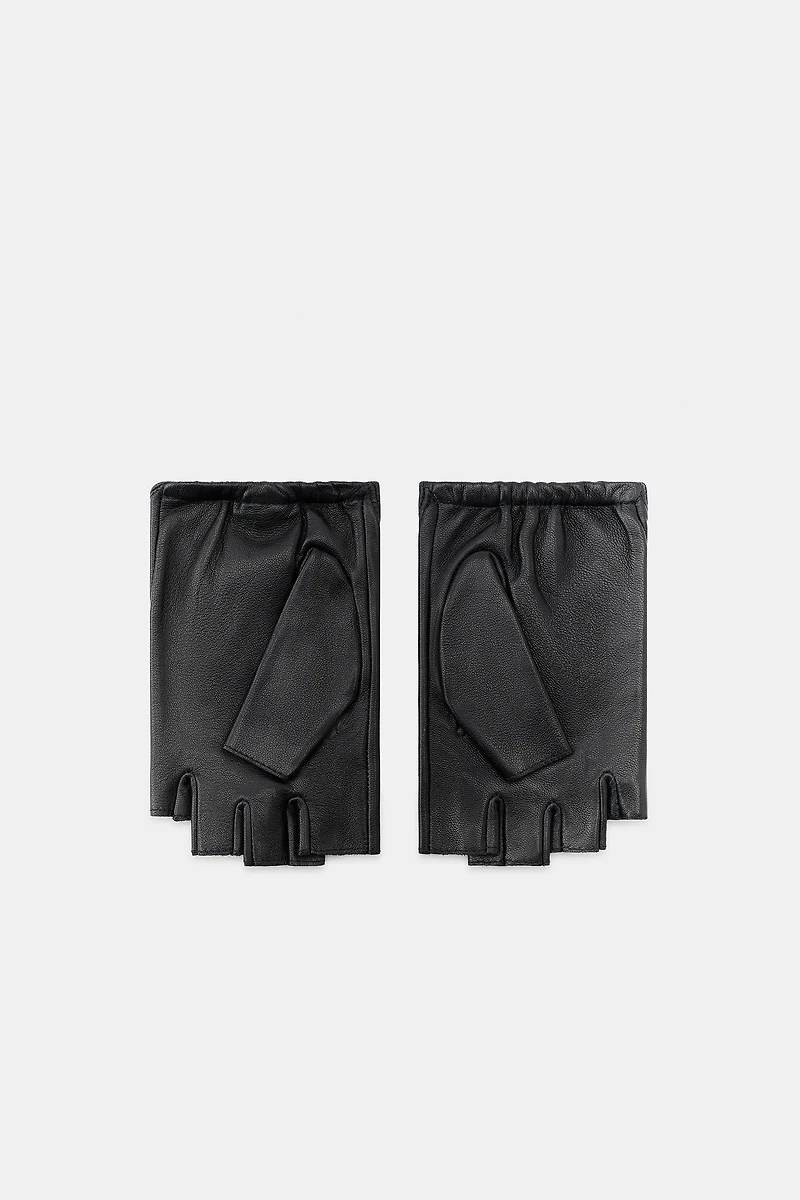 MITAINES COURTES EN CUIR AVEC FERMOIRS