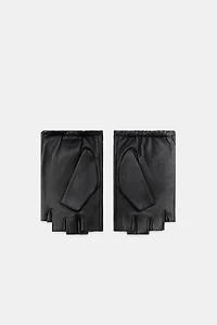 MITAINES COURTES EN CUIR AVEC FERMOIRS