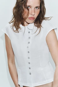 BUTTONED TRENCH COAT TOP