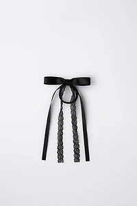 LACE AND PLAIN BOW BOBBY PIN HAIR TIE