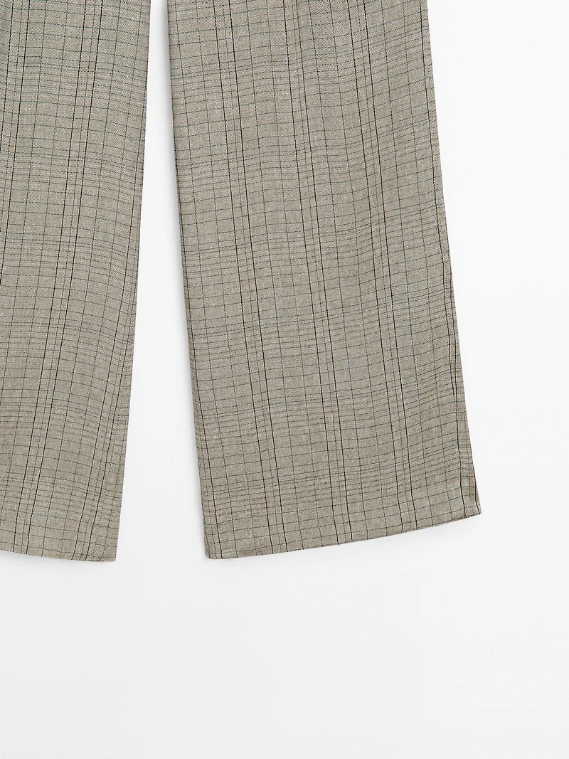 Check print suit trousers