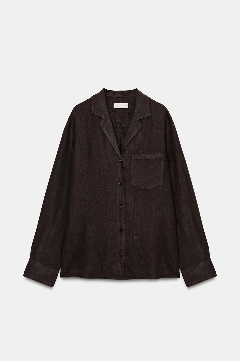 100% LINEN SHIRT WITH POCKET ZW COLLECTION