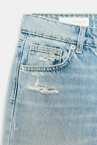 TRF LOW RISE RIPPED WIDE LEG JEANS