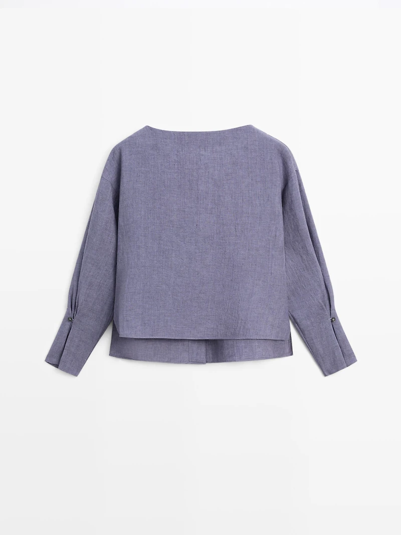 V-neck blouse with sleeve detail