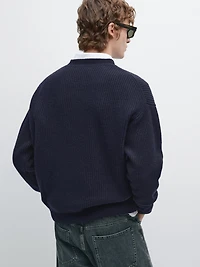 Pull col V en maille de laine mélangée