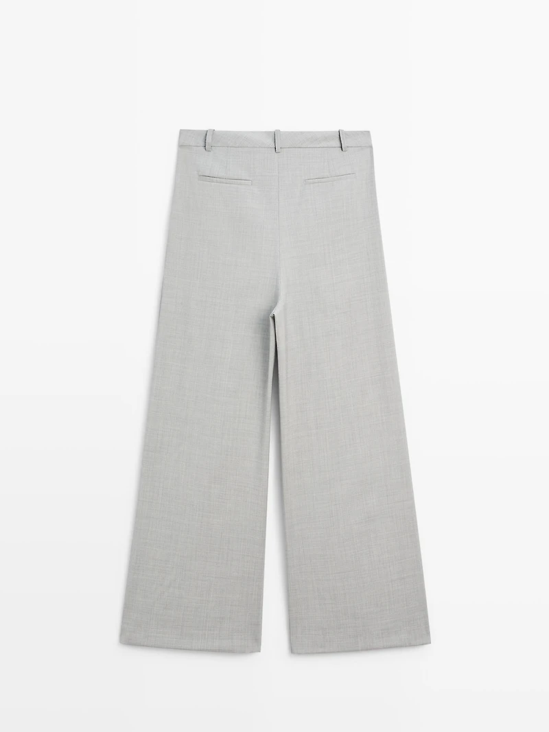100% wool wide-leg trousers with darts - STUDIO