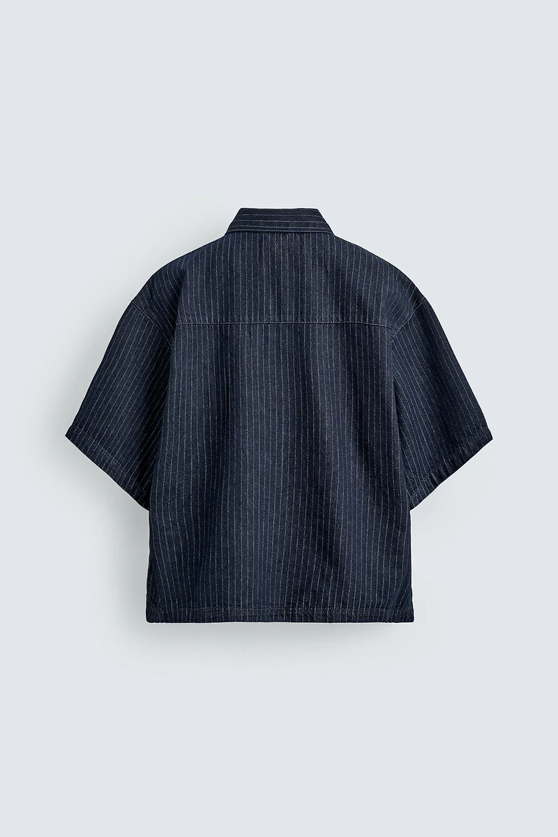 STRIPED DENIM POLO SHIRT