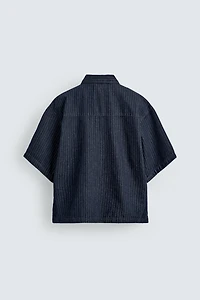 STRIPED DENIM POLO SHIRT